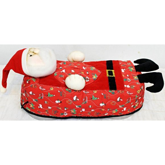 VTG 80s Avon Santa Claus Rectangular Tissue Box Cover Red Fabric Christmas Decor - Picture 1 of 10